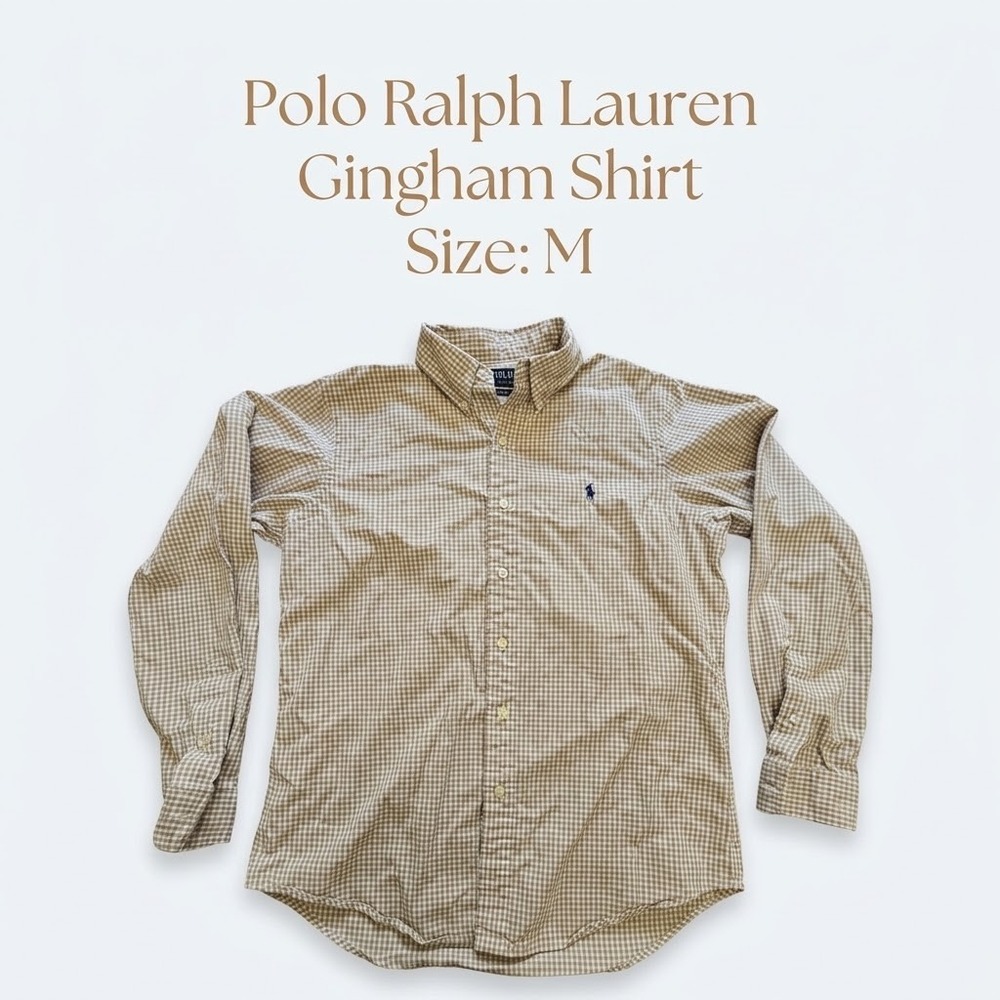 Polo Ralph Lauren Long Sleeve Button Down Shirt - Classic Fit M Tan Brown